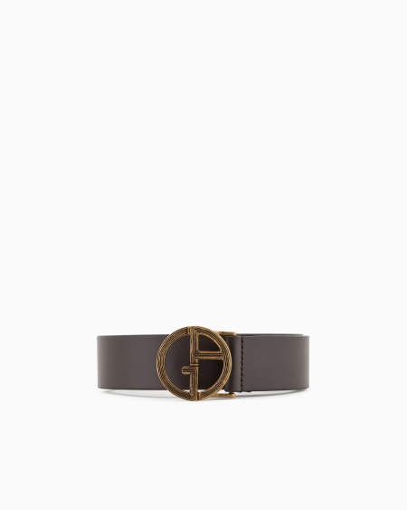 a|x armani exchange Leather belt with GA logo
