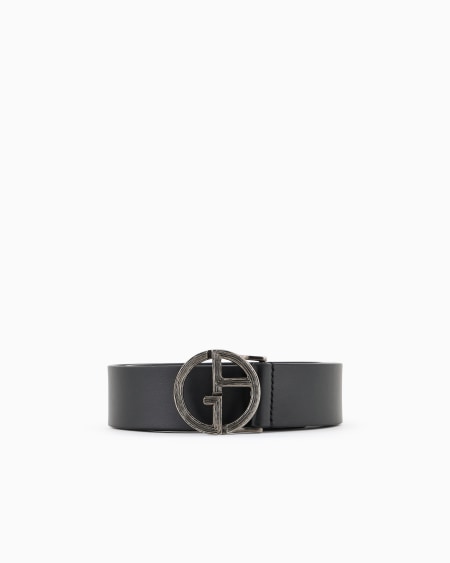 a|x armani exchange Leather belt with GA logo