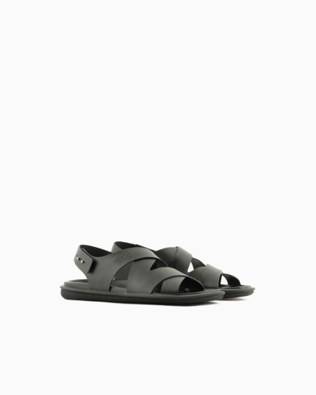 A|x Armani Exchange Leather Woven Sandals