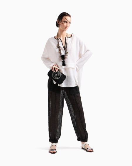 A|x Armani Exchange Linen And Silk Polo Shirt