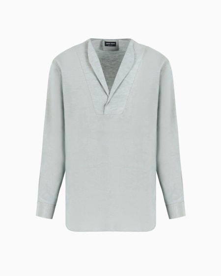 a|x armani exchange Linen and silk polo shirt