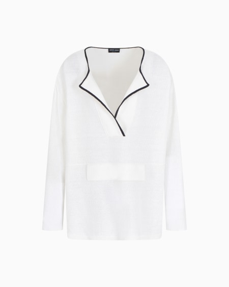 a|x armani exchange Linen and silk polo shirt