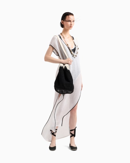 a|x Armani Exchange Linen-blend Mesh Long Dress