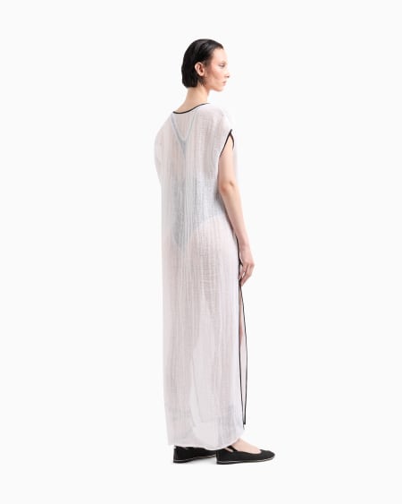 a|x Armani Exchange Linen-blend Mesh Long Dress