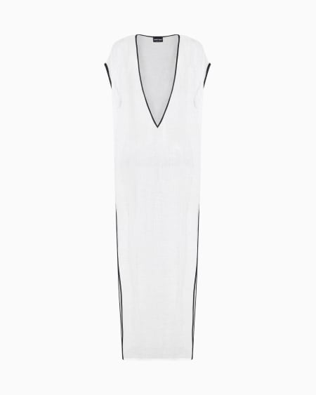 a|x armani exchange Linen-blend mesh long dress
