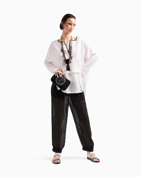 A|x Armani Exchange Linen Blend Mesh Trousers