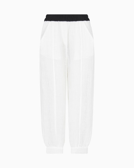 a|x armani exchange Linen blend mesh trousers