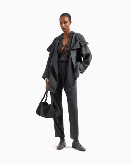 A|x Armani Exchange Linen Hooded Pea Coat