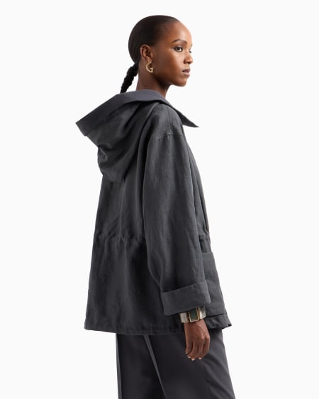 A|x Armani Exchange Linen Hooded Pea Coat
