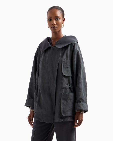 A|x Armani Exchange Linen Hooded Pea Coat