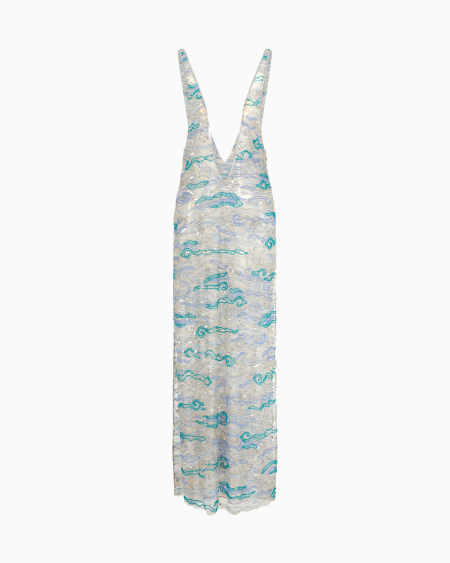 a|x armani exchange Long dress in embroidered silk