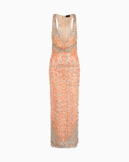 a|x armani exchange Long dress in embroidered silk