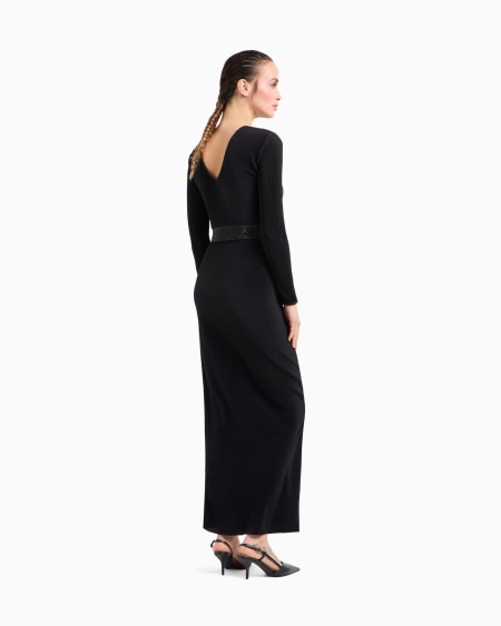 A|x Armani Exchange Long Dress In Pleated Jersey