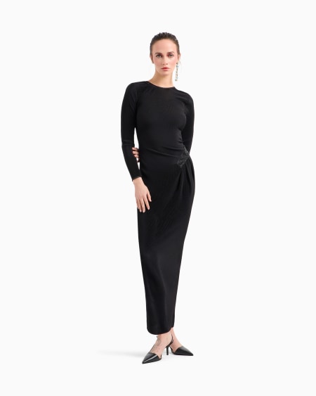 A|x Armani Exchange Long Dress In Pleated Jersey