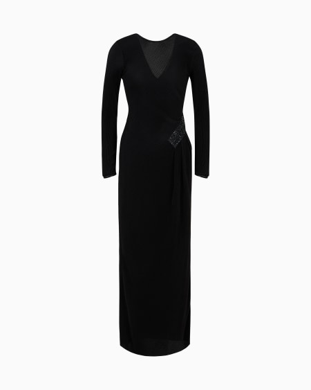 a|x armani exchange Long dress in pleated jersey