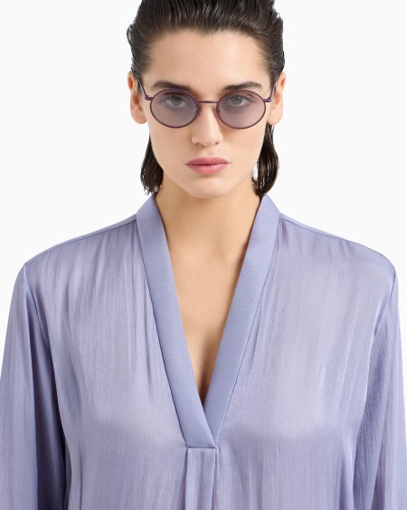 A|x Armani Exchange Long Shirt In Shiny Fabric