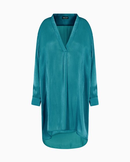 a|x armani exchange Long shirt in shiny fabric