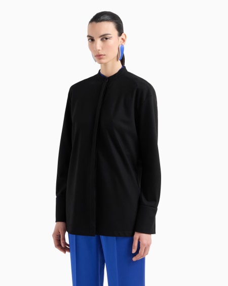 A|x Armani Exchange Long-sleeved Fluid Wool Shirt