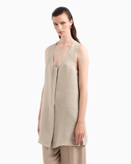 A|x Armani Exchange Long Top In Linen Gauze