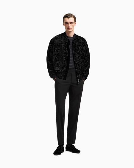 A|x Armani Exchange Lurex-pinstripe Velvet Blouson