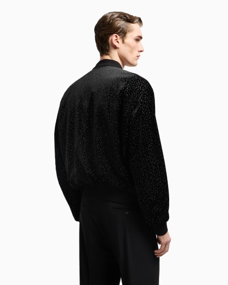 A|x Armani Exchange Lurex-pinstripe Velvet Blouson