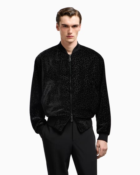 A|x Armani Exchange Lurex-pinstripe Velvet Blouson