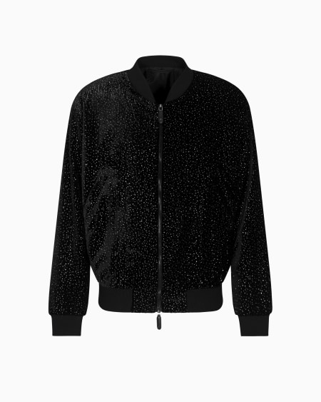 a|x armani exchange Lurex-pinstripe velvet blouson