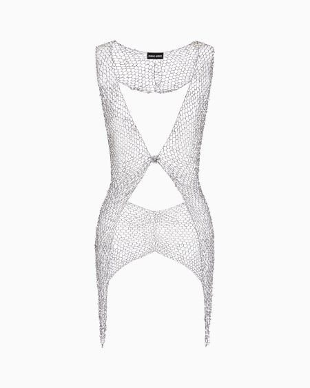 a|x armani exchange Mesh top with bead embroidery