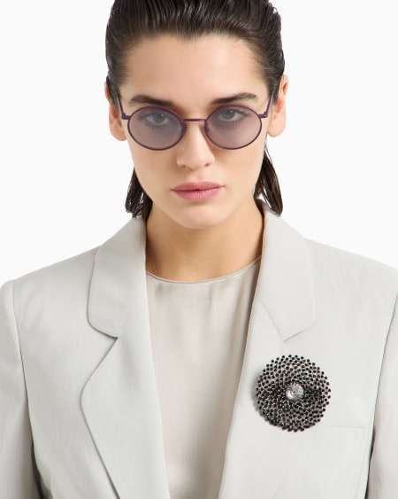 A|x Armani Exchange Metal And Bead Brooch