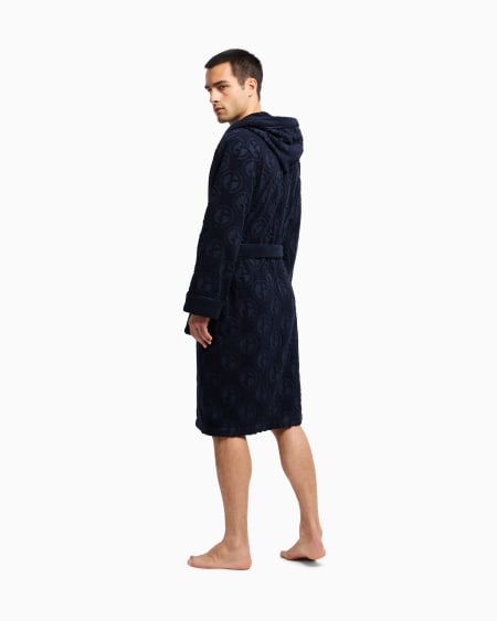A|x Armani Exchange Monogram Cotton Terry Bathrobe