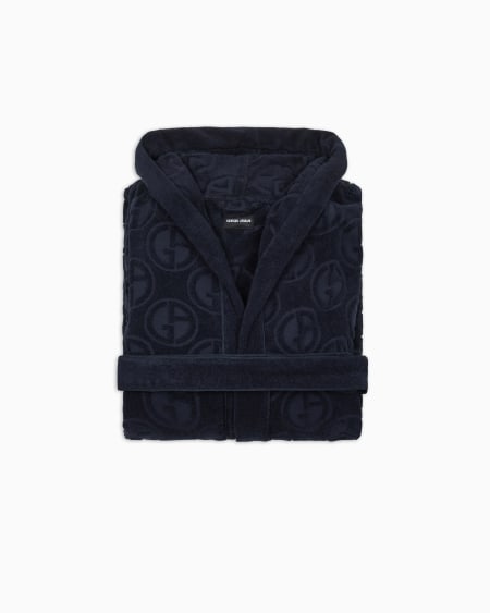 A|x Armani Exchange Monogram Cotton Terry Bathrobe
