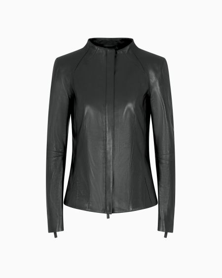 a|x armani exchange Nappa-leather jacket with zip