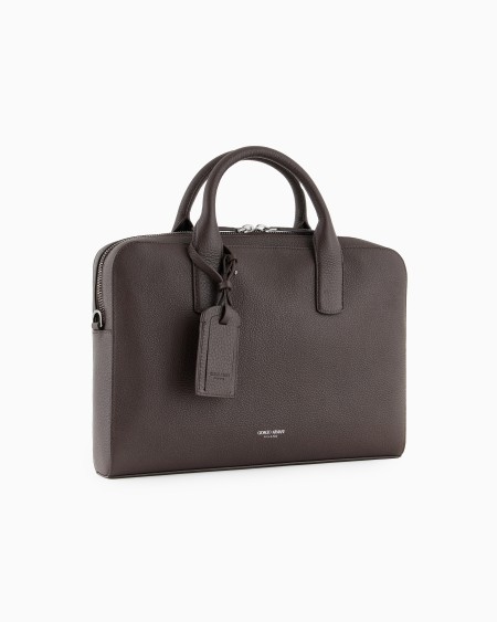A|x Armani Exchange Pebbled Leather Briefcase