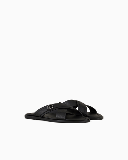A|x Armani Exchange Pebbled-leather Cross Sandals