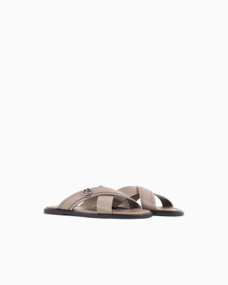 A|x Armani Exchange Pebbled-leather Cross Sandals