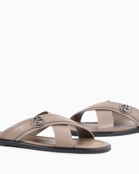 A|x Armani Exchange Pebbled-leather Cross Sandals