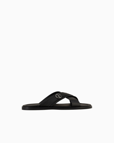 a|x armani exchange Pebbled-leather cross sandals
