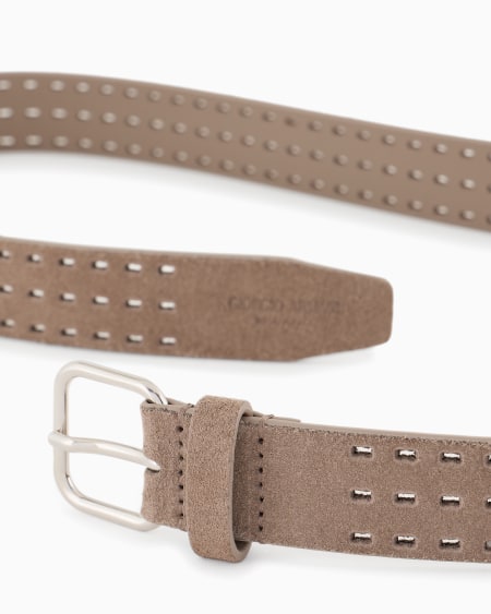 A|x Armani Exchange Perforated Suede Belt