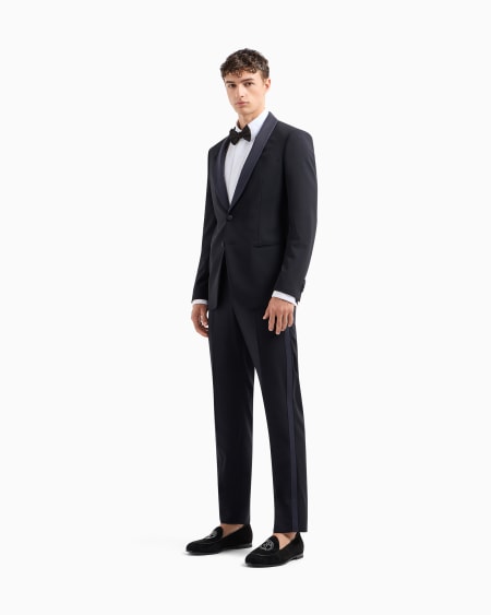 A|x Armani Exchange Pleated Cotton Tuxedo Shirt