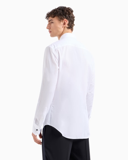 A|x Armani Exchange Pleated Cotton Tuxedo Shirt