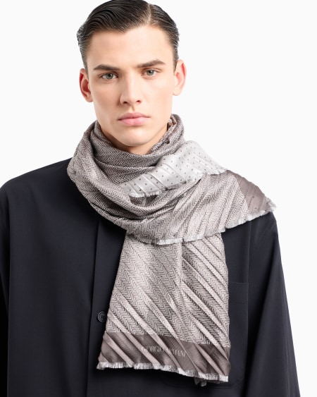 A|x Armani Exchange Pleated Silk Scarf