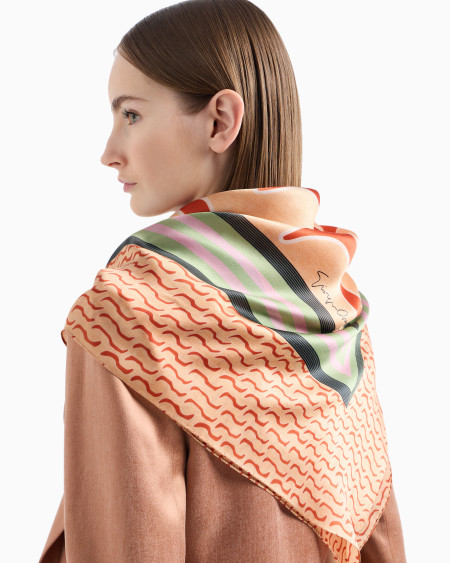 A|x Armani Exchange Printed Silk Foulard