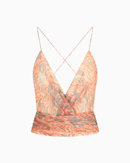 a|x armani exchange Printed silk organza top