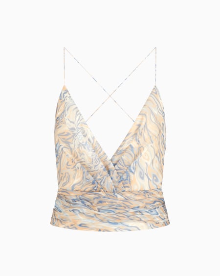 a|x armani exchange Printed silk organza top