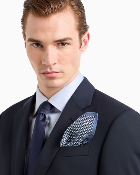 A|x Armani Exchange Printed Silk Pocket Square