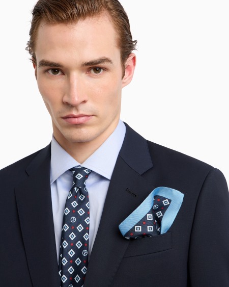 A|x Armani Exchange Printed Silk Pocket Square