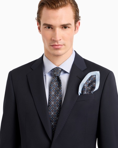 A|x Armani Exchange Printed Silk Pocket Square