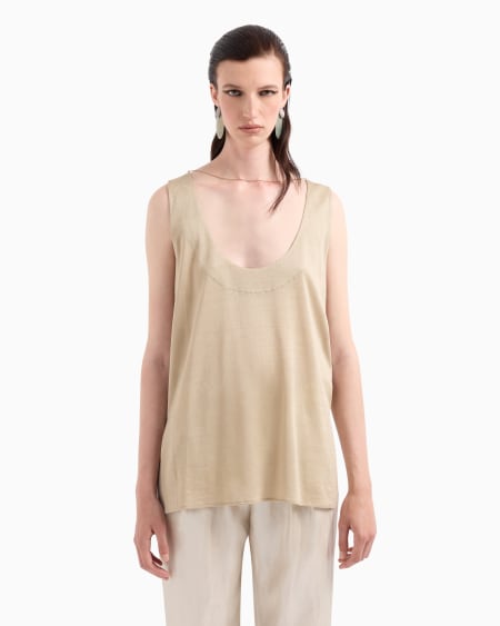 A|x Armani Exchange Shiny Viscose Jersey Top