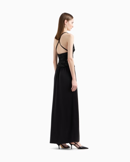 A|x Armani Exchange Silk Embroidered Long Dress