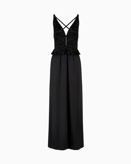 a|x armani exchange Silk embroidered long dress
